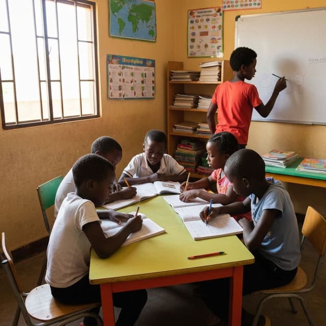 Children learning together in Benin